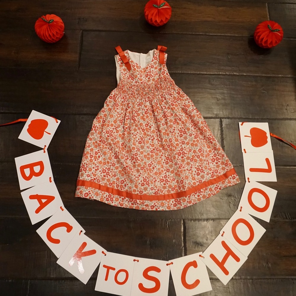 Floral smocked girls dress